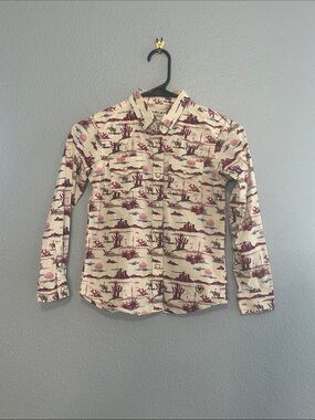 Ariat Cream Button-Down Shirt with Maroon Desert Print